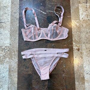 Women’s 2 pc Set Victoria's Secret Blush Sheer 36B Bra and String Bikini NWOT
